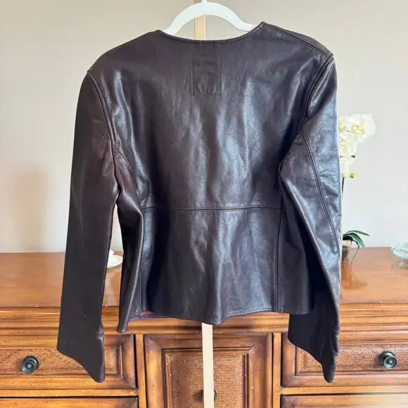 Gap x Cult Gaia Leather Tie-Front Jacket Brown Medium NWT - Picture 6 of 11